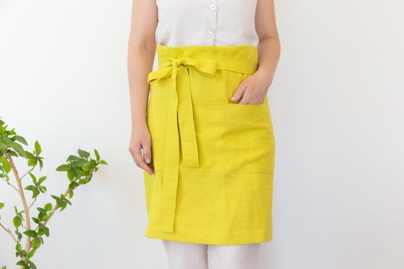 Lemon linen waist apron - Apron - British D'sire