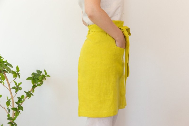 Lemon linen waist apron - Apron - British D'sire