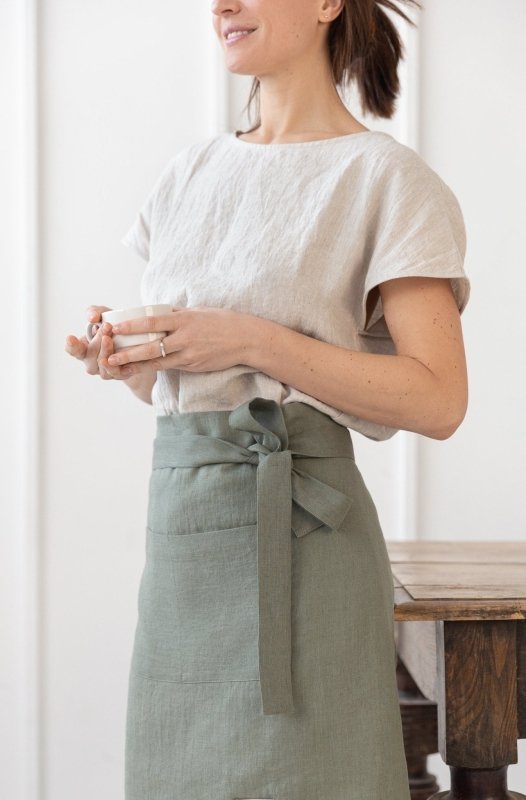 Lemon linen waist apron - Apron - British D'sire