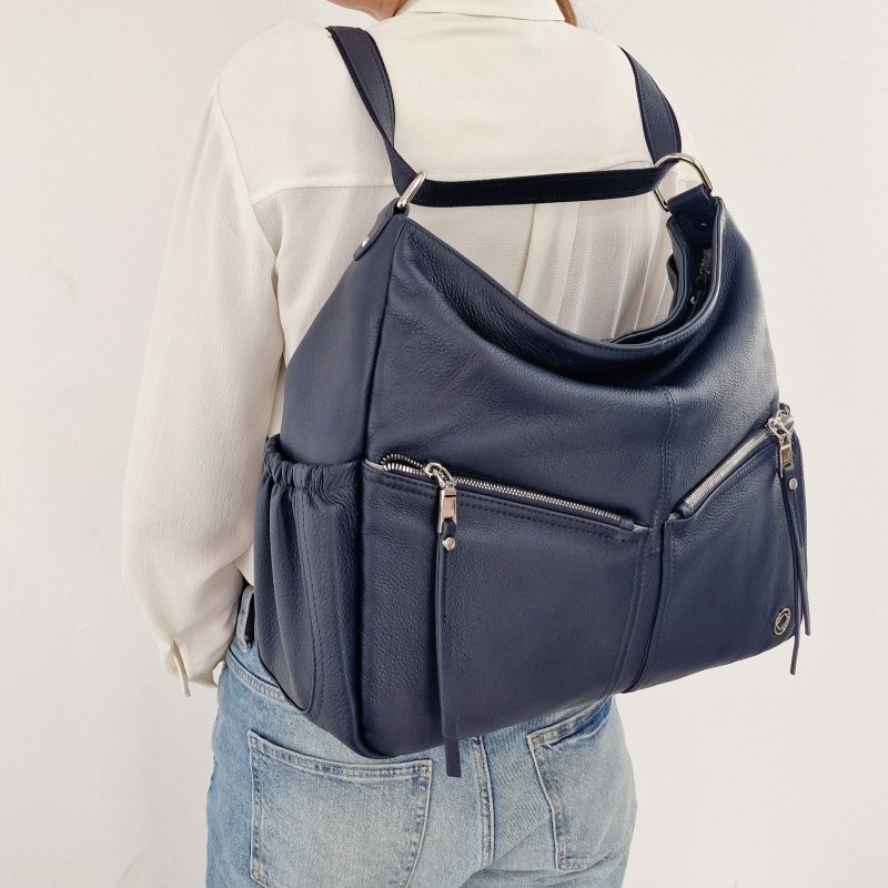 Lennox Demi Navy Leather Handbag - Pre - order Oct Delivery - Limited Edition - Backpack - British D'sire