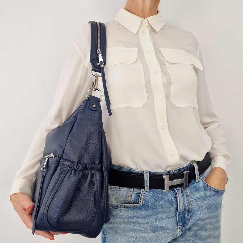 Lennox Demi Navy Leather Handbag - Pre - order Oct Delivery - Limited Edition - Backpack - British D'sire