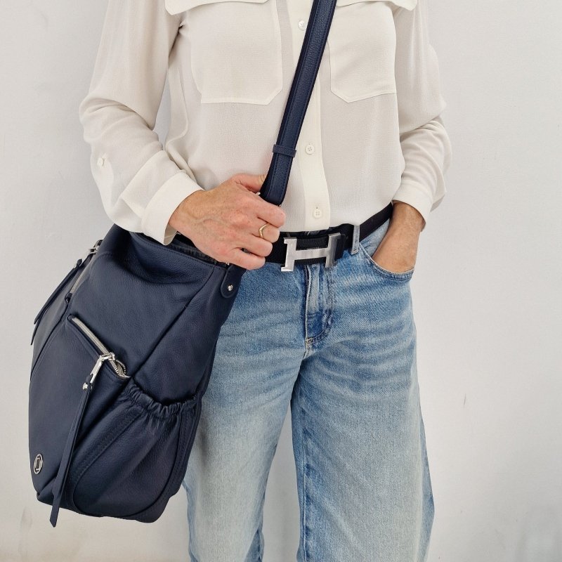 Lennox Demi Navy Leather Handbag - Pre - order Oct Delivery - Limited Edition - Backpack - British D'sire