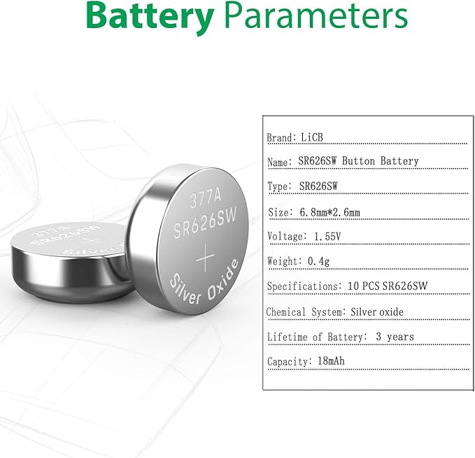 LiCB 10 PCS SR626SW 377 AG4 1.5V Button Cell Watch Batteries - Watch Accessories - British D'sire