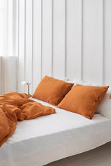 Light Chestnut linen pillowcase with coconut buttons - Pillowcases with buttons - British D'sire