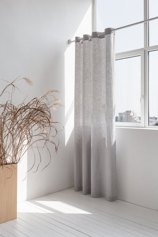 Light Grey linen curtain with grommets - Grommets - British D'sire