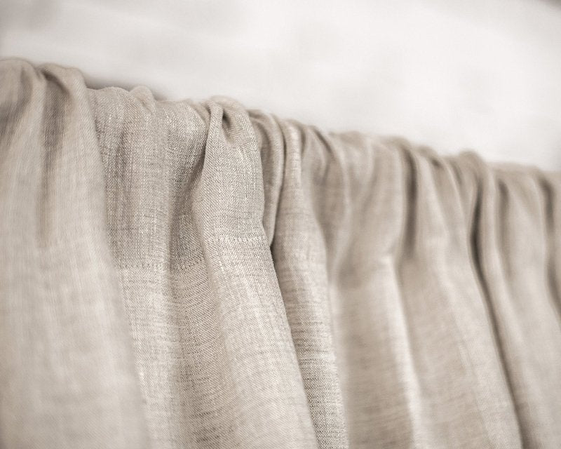 Light Grey linen curtain with ruffles, rod pocket - Ruffled curtains - British D'sire