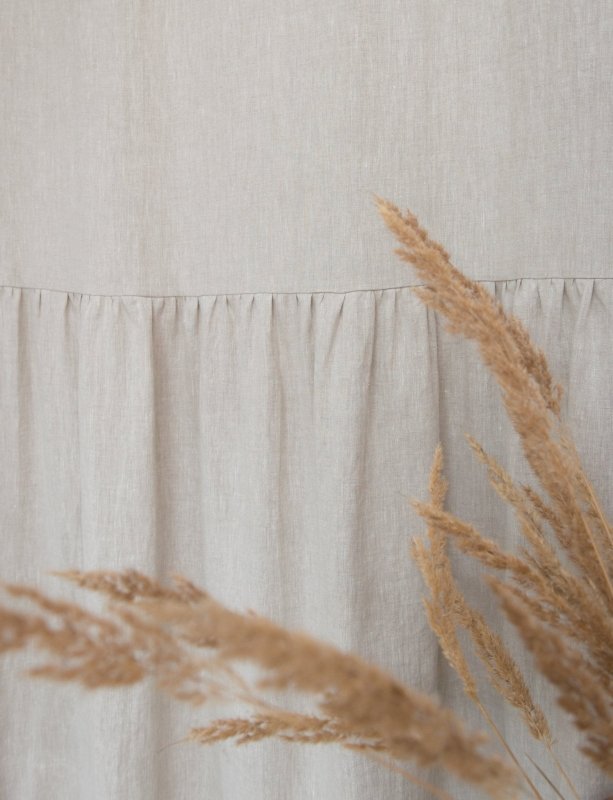 Light Grey linen curtain with ruffles, rod pocket - Ruffled curtains - British D'sire