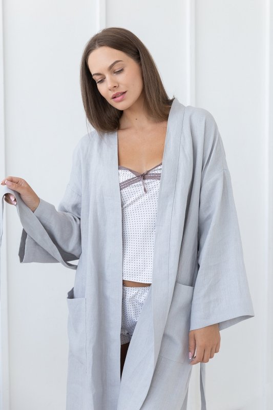 Light Grey linen robe - Linen Robes - British D'sire