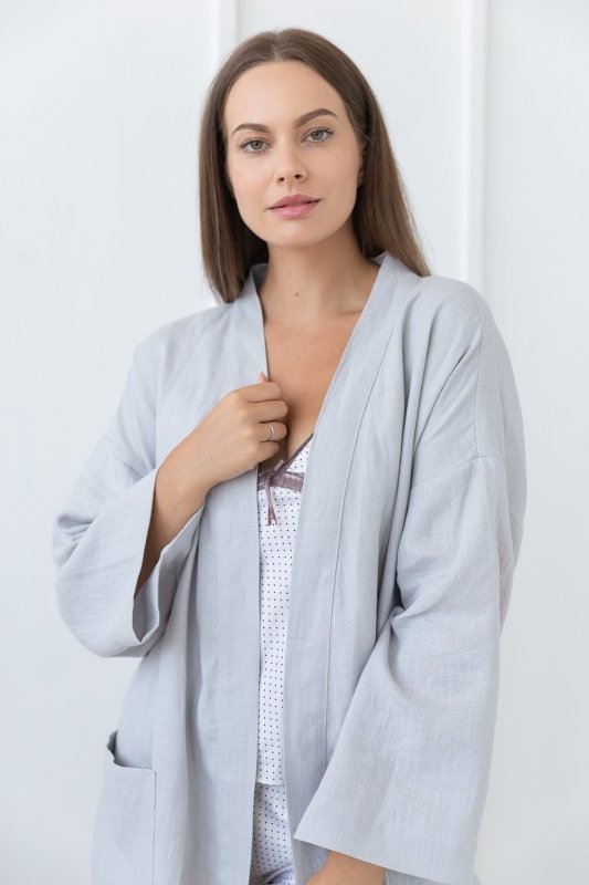 Light Grey linen robe - Linen Robes - British D'sire