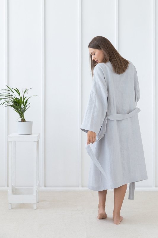 Light Grey linen robe - Linen Robes - British D'sire