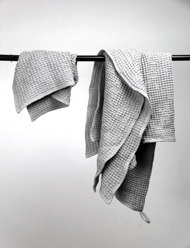 Light Grey linen waffle towels set - Linen waffle towels - British D'sire