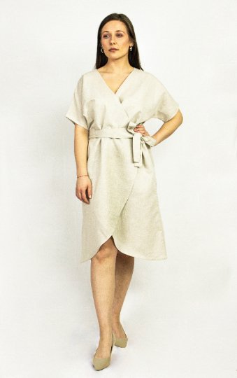 Light Grey linen wrap dress - Women's Clothing - British D'sire