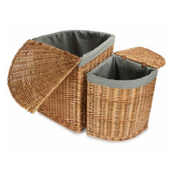 Light Steamed Corner Linen Basket with Grey Sage Lining - Laundry Baskets - British D'sire