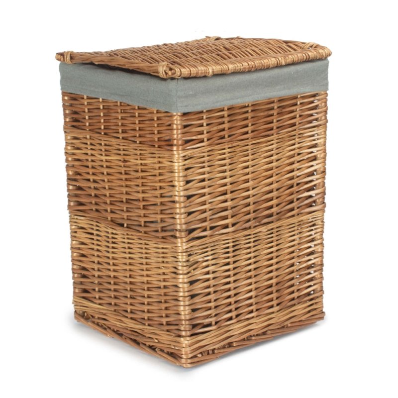 Light Steamed Square Laundry Basket with Grey Sage Lining - Laundry Baskets - British D'sire