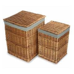 Light Steamed Square Laundry Basket with Grey Sage Lining - Laundry Baskets - British D'sire