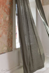 Linen curtain with pleating tape and crown in Safari green - Pleating tape - British D'sire