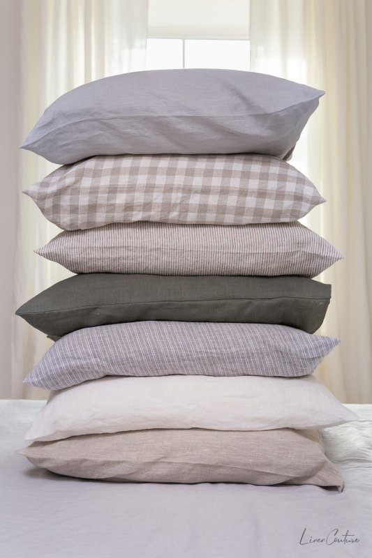 Linen pillow cases with envelope closure - Pillowcases envelope - British D'sire