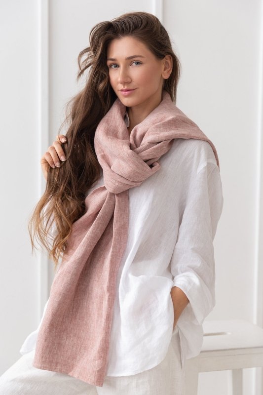 Linen scarf in Pale Pink - Scarf - British D'sire