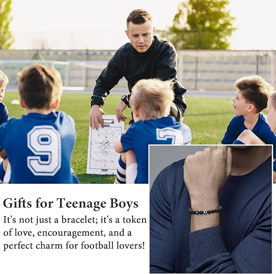 LINXINS Football Bracelets for Boys, Football Gifts for Teenage Boys Age 8 9 10 11 12 13 14 15 Years Old, Birthday Christmas Graduation Gifts for Son Grandson Nephew Brother - Bracelet - British D'sire