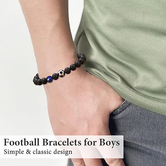 LINXINS Football Bracelets for Boys, Football Gifts for Teenage Boys Age 8 9 10 11 12 13 14 15 Years Old, Birthday Christmas Graduation Gifts for Son Grandson Nephew Brother - Bracelet - British D'sire