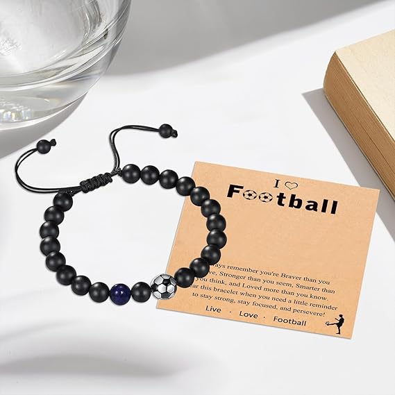 LINXINS Football Bracelets for Boys, Football Gifts for Teenage Boys Age 8 9 10 11 12 13 14 15 Years Old, Birthday Christmas Graduation Gifts for Son Grandson Nephew Brother - Bracelet - British D'sire