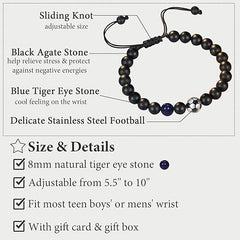 LINXINS Football Bracelets for Boys, Football Gifts for Teenage Boys Age 8 9 10 11 12 13 14 15 Years Old, Birthday Christmas Graduation Gifts for Son Grandson Nephew Brother - Bracelet - British D'sire