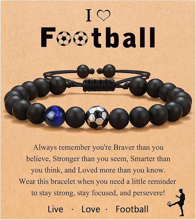 LINXINS Football Bracelets for Boys, Football Gifts for Teenage Boys Age 8 9 10 11 12 13 14 15 Years Old, Birthday Christmas Graduation Gifts for Son Grandson Nephew Brother - Bracelet - British D'sire