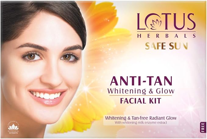 Lotus Herbals Safe Sun Anti Tan Whitening and Glow 4 in 1 Facial Kit 60g (Single Use) - British D'sire