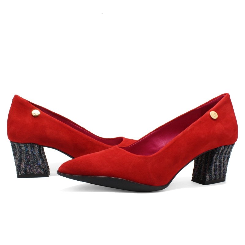 Lu Lu - Red Suede low heel - Low Heel - British D'sire