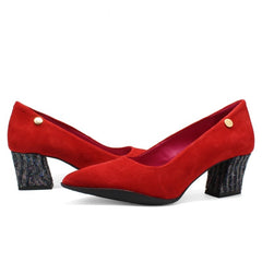 Lu Lu - Red Suede low heel - Low Heel - British D'sire