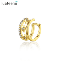 LUOTEEMI cowgirl fashion jewellery plated women diamond lady earring jewellery new gold hoop 18K - Women's Earrings - British D'sire