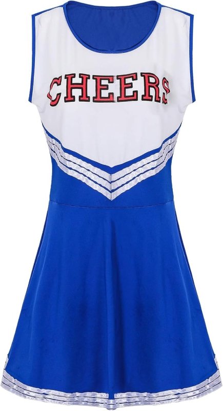 LUOXIYOUXUAN Cheerleader Ladies Womens Sports High School Cheer Girl Uniform Fancy Dress Costume Outfit with Pompoms - Sport Specific Clothing - British D'sire