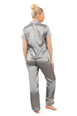 Luxurious Silver Satin Sleepwear - Loungewear pjs - British D'sire