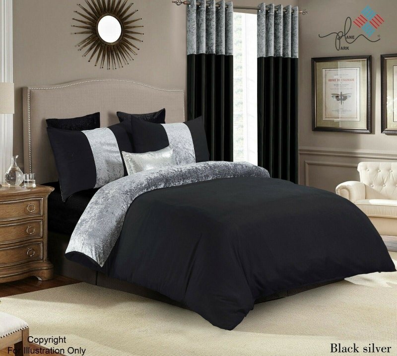 Luxury Crushed Velvet Panel Duvet Cover with Pillow Case Bedding Set - Duvet Set - British D'sire