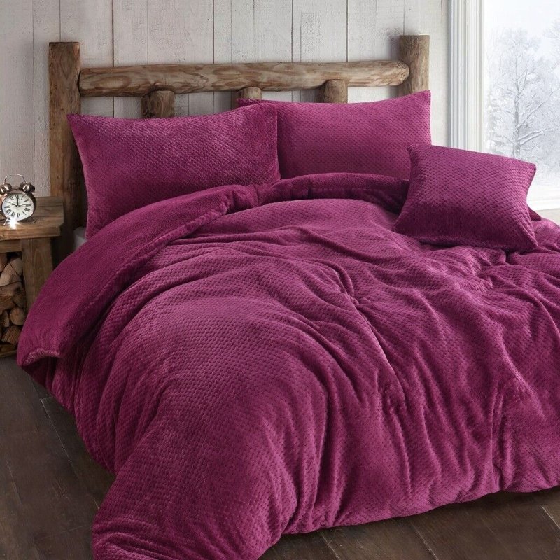 Luxury Teddy Popcorn Waffle Duvet Cover Fleece Warm Quilt Bedding Set All Sizes - Home, Furniture & DIY:Bedding:Bedding Sets & Duvet Covers - British D'sire