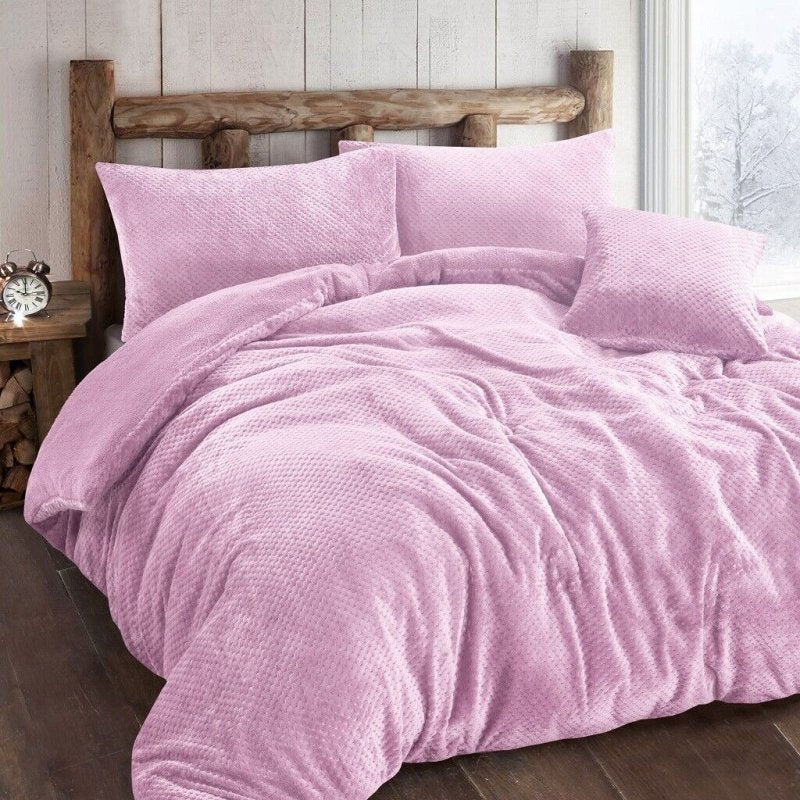 Luxury Teddy Popcorn Waffle Duvet Cover Fleece Warm Quilt Bedding Set All Sizes - Home, Furniture & DIY:Bedding:Bedding Sets & Duvet Covers - British D'sire