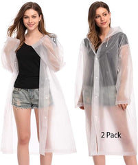 LYSHION Portable Clear Transparent Raincoat Poncho with Hood and Sleeves Reusable Rainwear for Adult - British D'sire