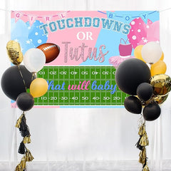 Maicaiffe Touchdowns or Tutus Backdrop Banner Decor - 6x4 ft Gender Reveal Photography Background Poster - Baby Shower Party Photography Prop Booth - Boy or Girl Party Decorations - British D'sire