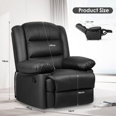 Manual Reclining Sofa with Padded Seat and Backrest, PU Leather Covered, Foldable Legrest, Reclining from 110°-160° - British D'sire