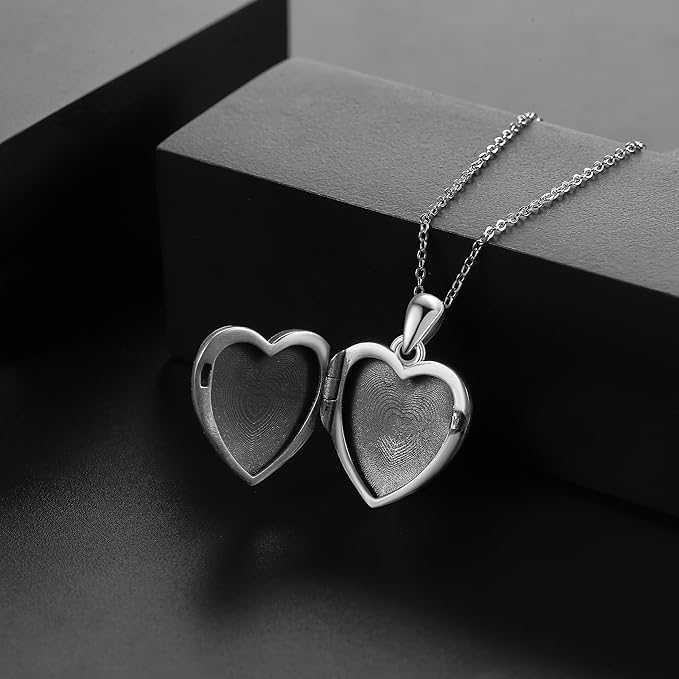 Mara DAYLINLOVE Heart Locket/Urn Necklace That Holds Pictures Sterling Silver Locket Pendant Necklace Heart Locket Jewelry Gifts for Women Girls - Necklaces & Pendants - British D'sire