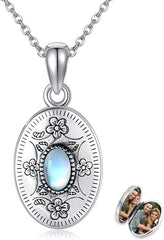 Mara DAYLINLOVE Moonstone Locket Necklace 925 Sterling Silver Photo Locket Pendant that Holds Pictures Moonstone Jewelry Gifts for Women Wife Girlfriend Mothers Day Gifts - Necklaces & Pendants - British D'sire