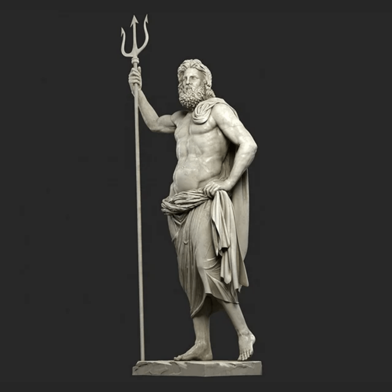 Marble Poseidon Statue Marble Male Statue Greek Marble Statue - Decor Sculpture - British D'sire