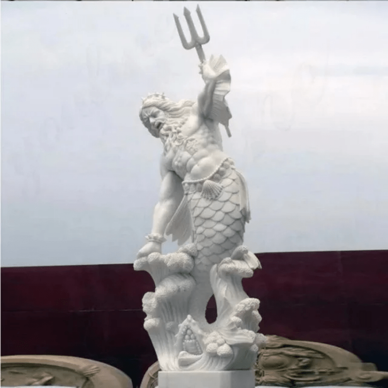 Marble Poseidon Statue Marble Male Statue Greek Marble Statue - Decor Sculpture - British D'sire