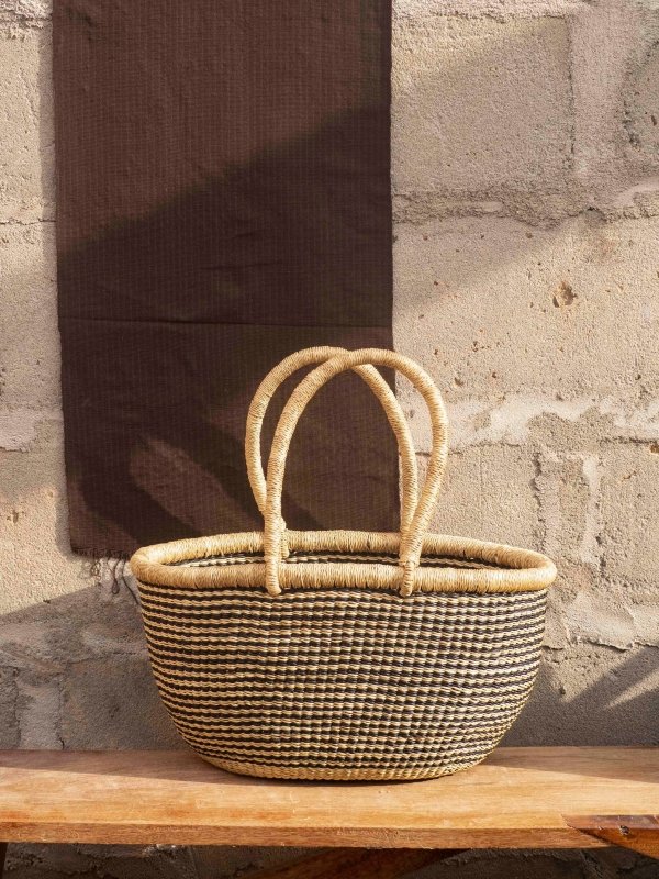 Market Black/Natural Stripe Basket - basket - British D'sire