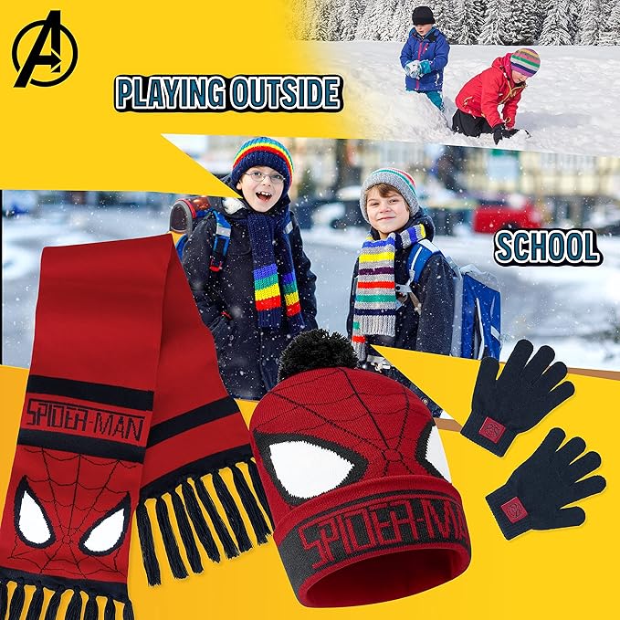 Marvel Boys Winter Accessories Set, Cosy for School Travel - Gifts for Boys - Cold Weather Sets - British D'sire