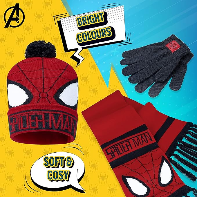 Marvel Boys Winter Accessories Set, Cosy for School Travel - Gifts for Boys - Cold Weather Sets - British D'sire