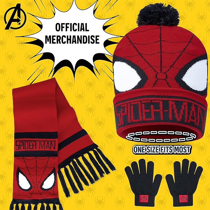 Marvel Boys Winter Accessories Set, Cosy for School Travel - Gifts for Boys - Cold Weather Sets - British D'sire