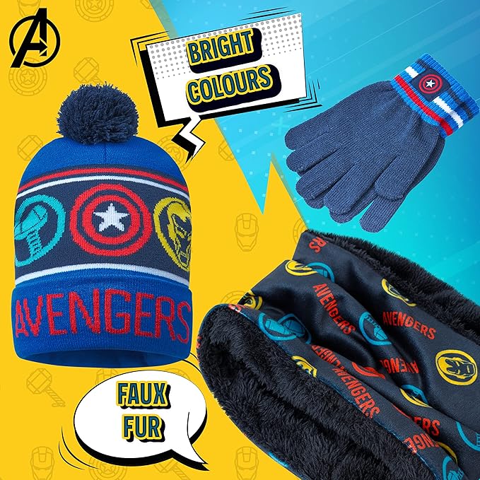 Marvel Boys Winter Accessories Set, Cosy for School Travel - Gifts for Boys - Cold Weather Sets - British D'sire