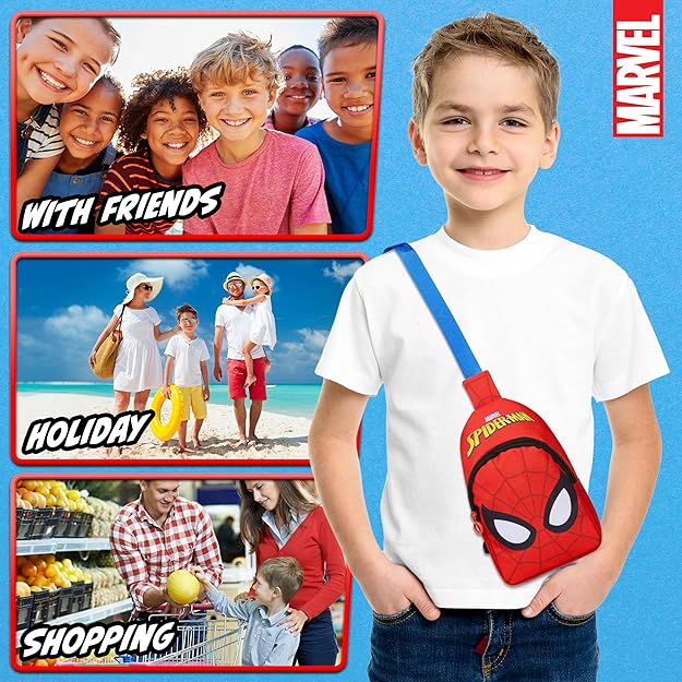 Marvel Spiderman Boys Crossbody Bag Adjustable Strap Zip Compartment Boys Gifts - Bags & Accessories - British D'sire