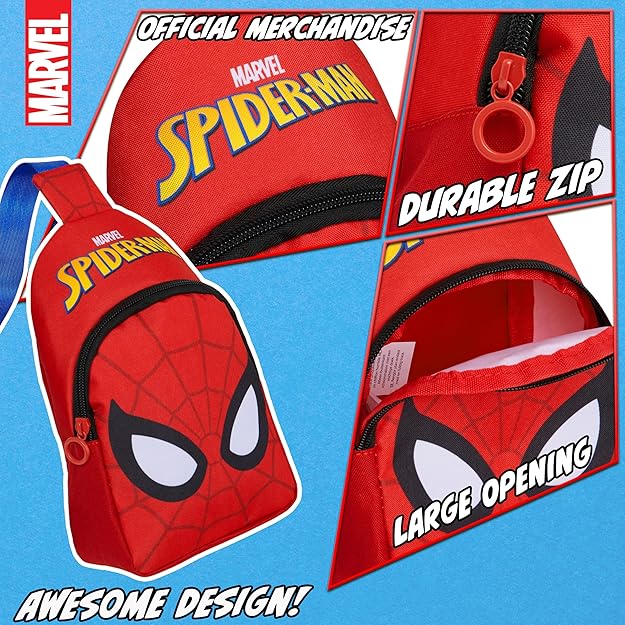 Marvel Spiderman Boys Crossbody Bag Adjustable Strap Zip Compartment Boys Gifts - Bags & Accessories - British D'sire